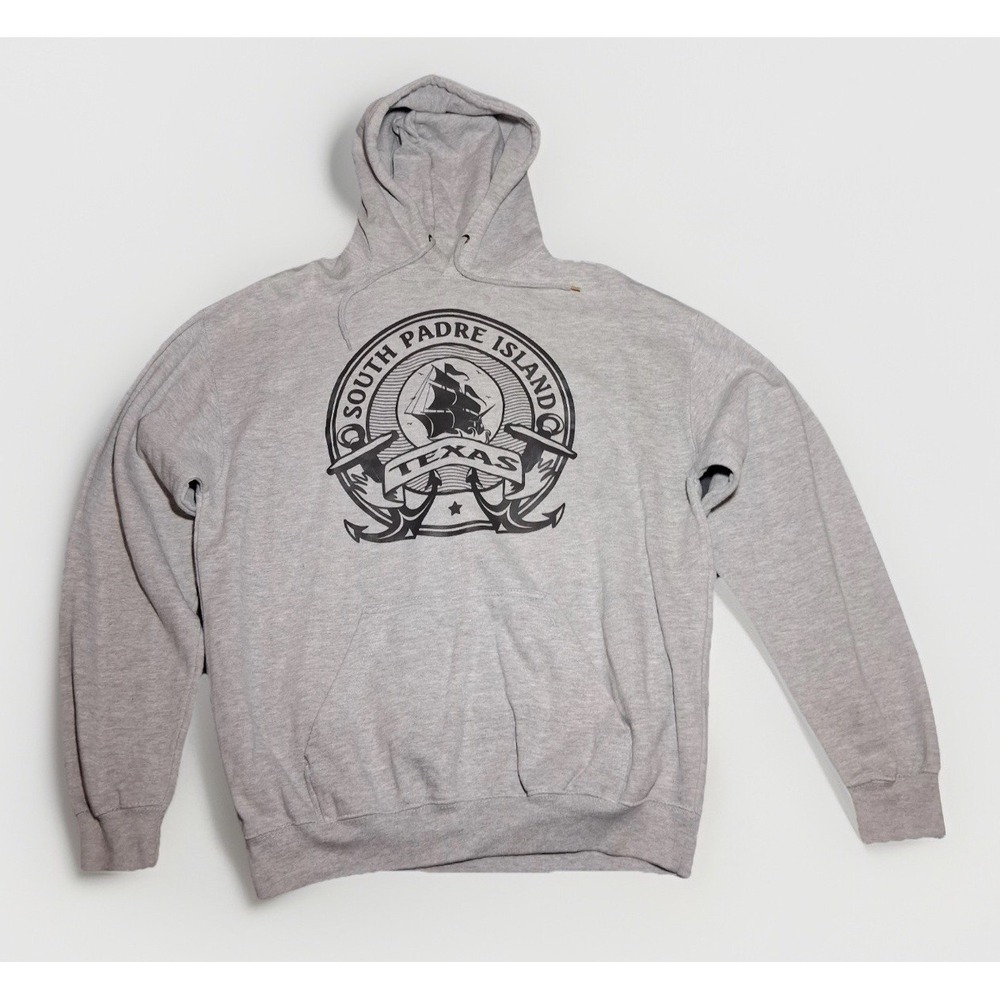 Pacific & Co South Padre Island Texas Hoodie Gray Graphic Pullover Large